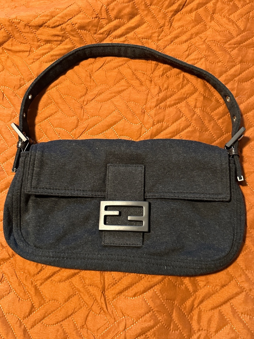 Vintage Fendi Baguette Shoulder Bag Dark Gray - Picture 2 of 10